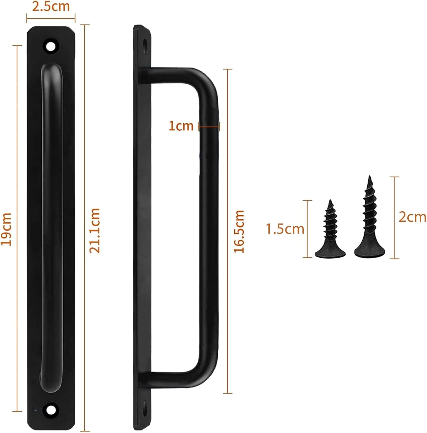 2 pièces Porte Fixes en Alliage D'Aluminium, Poignées de Porte Coulissantes, Poignées de Porte Robustes, Portes de Grange, Portes en Bois (Avec 4 vis) - 2