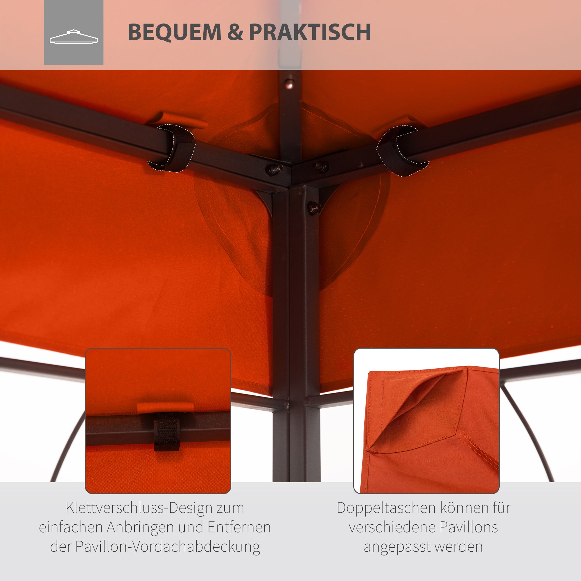 Toiture de remplacement pour pavillons de jardin 3x4m polyester café - 7