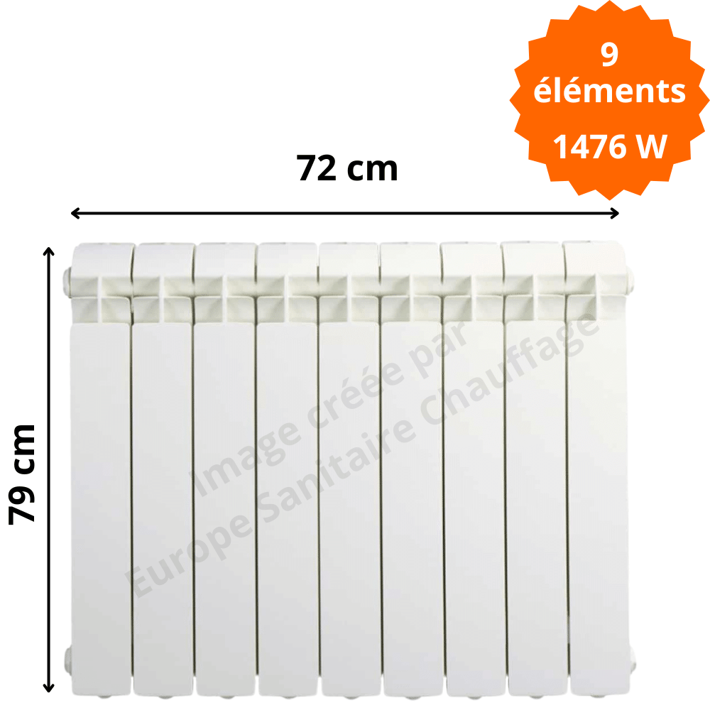 Radiateur aluminium vertical h 79 x 72 cm vox 700 deville 1476 w bricoman