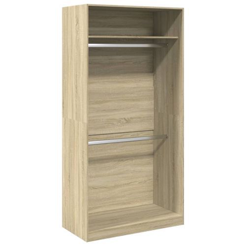 Armoire dressing 2 penderies 1 étagère 100cm - Collection Laker-Blanc - 9