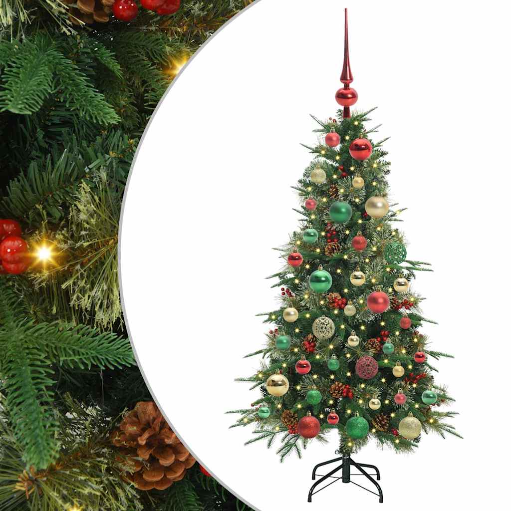Sztuczna choinka z zawiasami z podstawą Zielony 120 cm PE i PVC