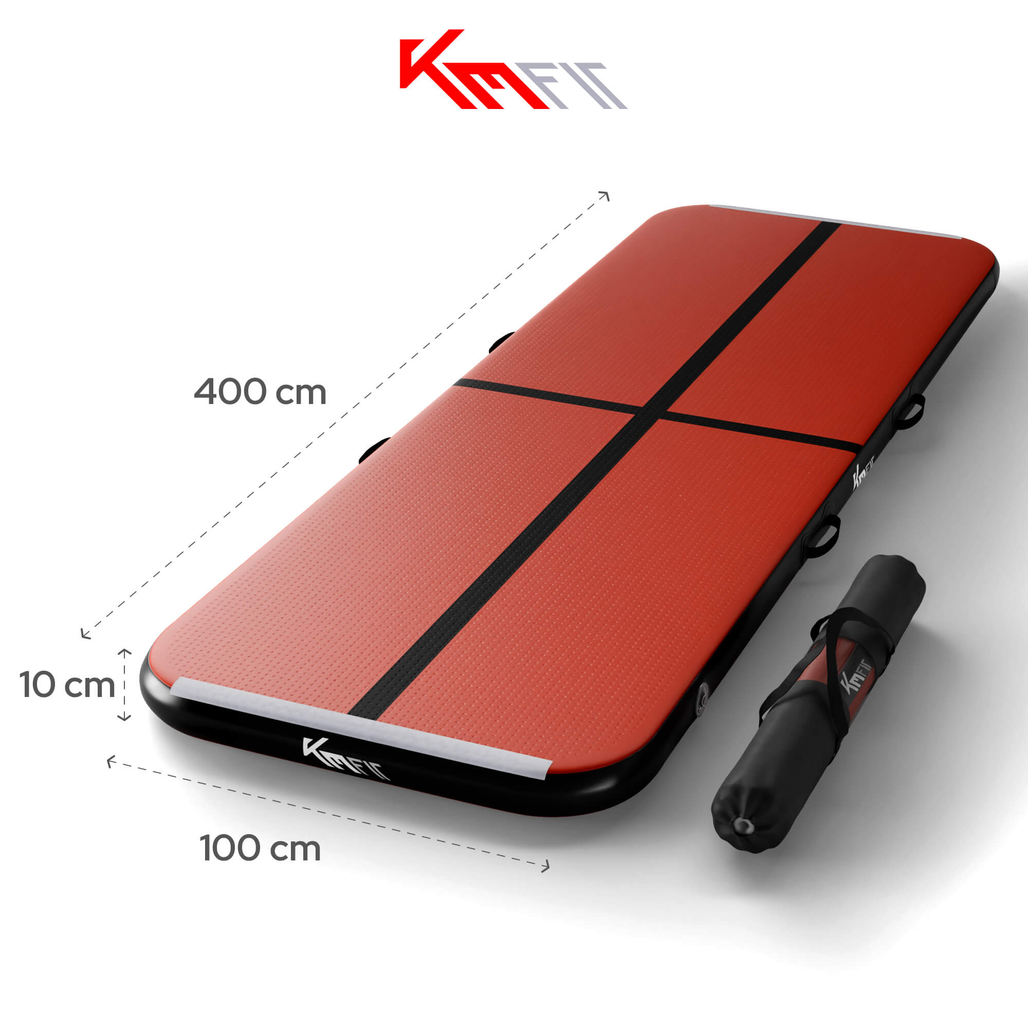 AREBOS Tapis de gymnastique gonflable Airtrack 4 m | Avec sac de transport, pompe à air électrique et kit de réparation | Résistant aux UV - 9