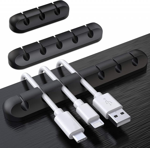 Clips Câble Organisateur Bureau, Lot de 3 Support de Câble, Organisateur de Cordon, Gestion des Cables, Câble Rangement pour USB Câbles de Chargeur/So