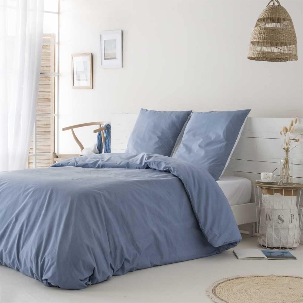Cotton artean - funda nórdica izki azul 100% algodón orgánico azul cama 150