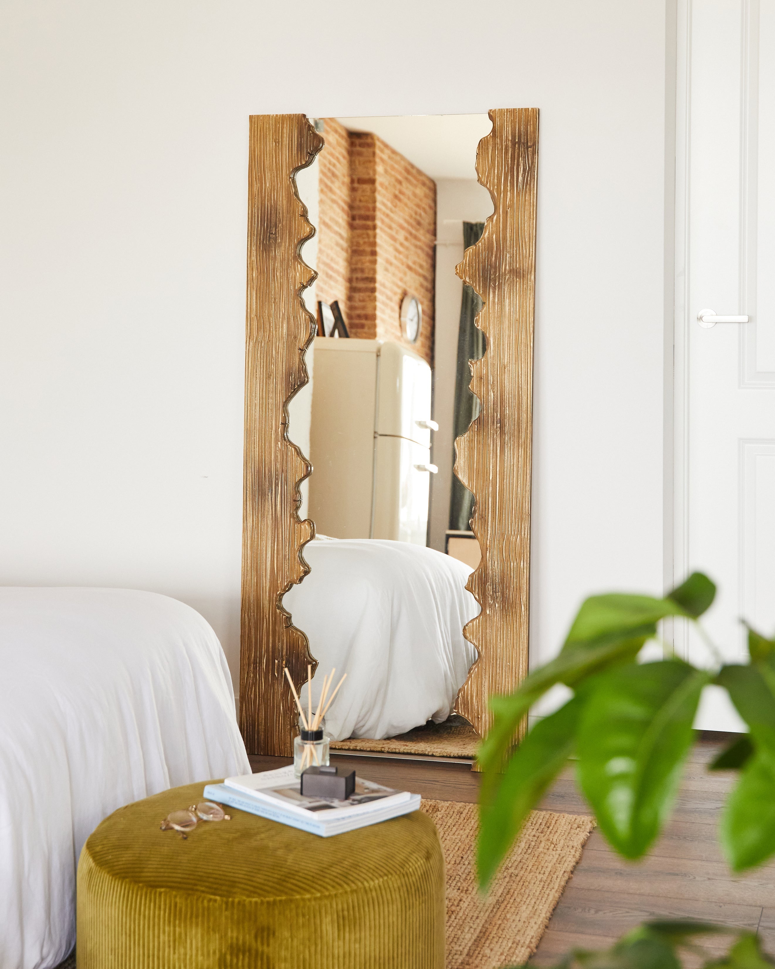 SALJEN Grand Miroir sur pied irrégulière en bois massif HANNUN - 4