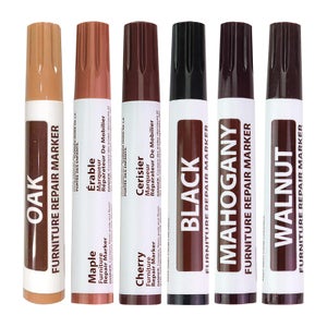 Kit 6 Marqueurs Réparation Meubles Bois - Stylos Retouche Parquet, Portes, Cadres
