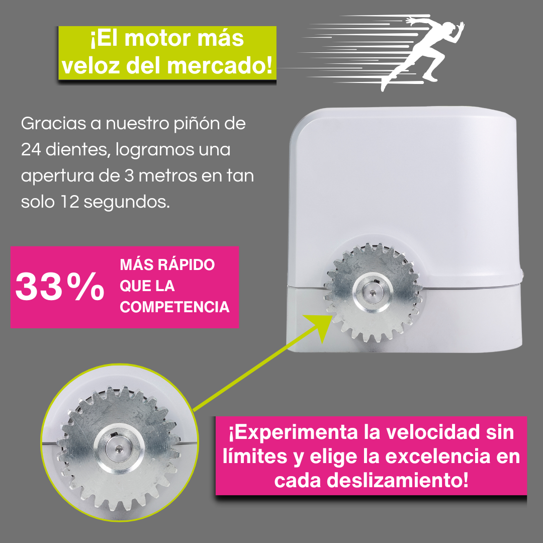 Motor para puerta corredera de garaje - Hasta 800kg incluye 2 mandos y central electronica. Cierre Automatico, Paro Suave. - 5