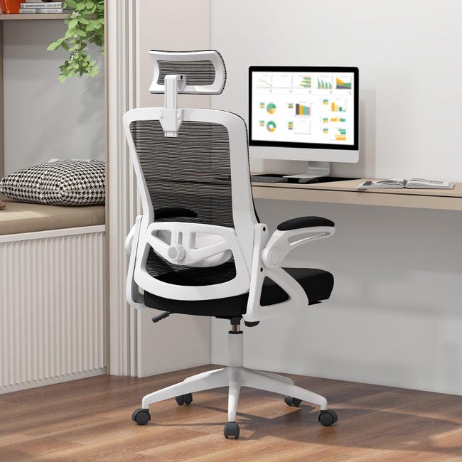 Sedia Ufficio Ergonomica Con Schienale Rete - Regolabile Con Braccioli Ribaltabili E Poggiatesta