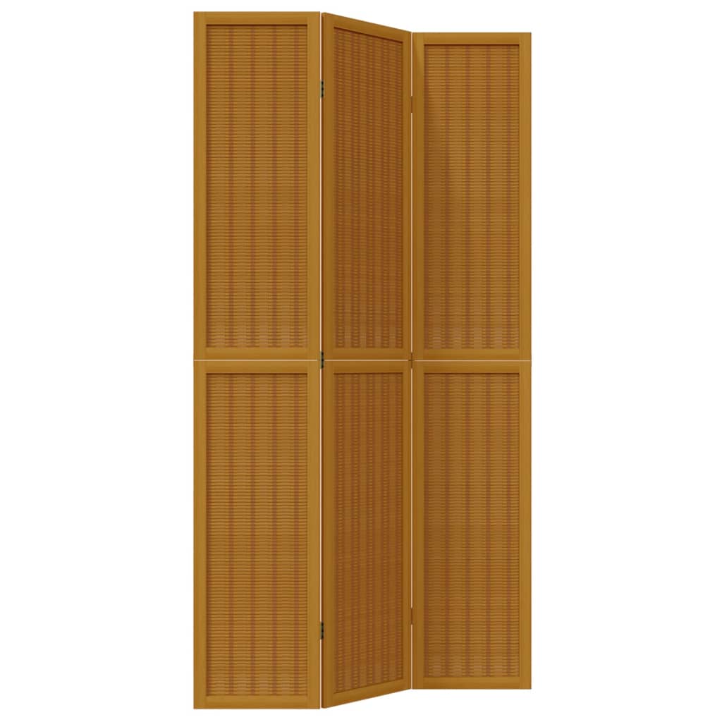 Biombo separador de 3 paneles madera maciza paulownia marrón v5122 40 x 220 cm / marrón