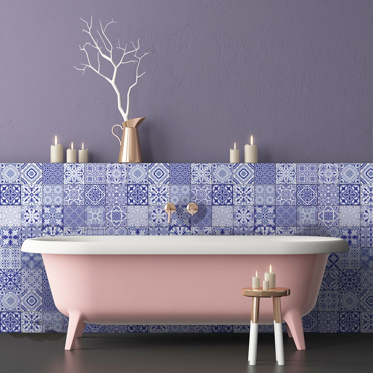 24 adesivi piastrelle di cemento azulejos tobias - Sticker adesivo - adesivi murali - 24stickers15x15cm - 4