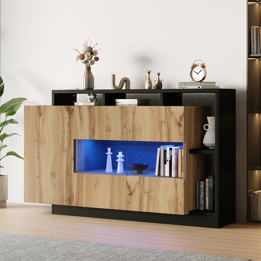 Komoda z oświetleniem LED, witryna do jadalni, 140 x 44 x 93,5 cm - 7