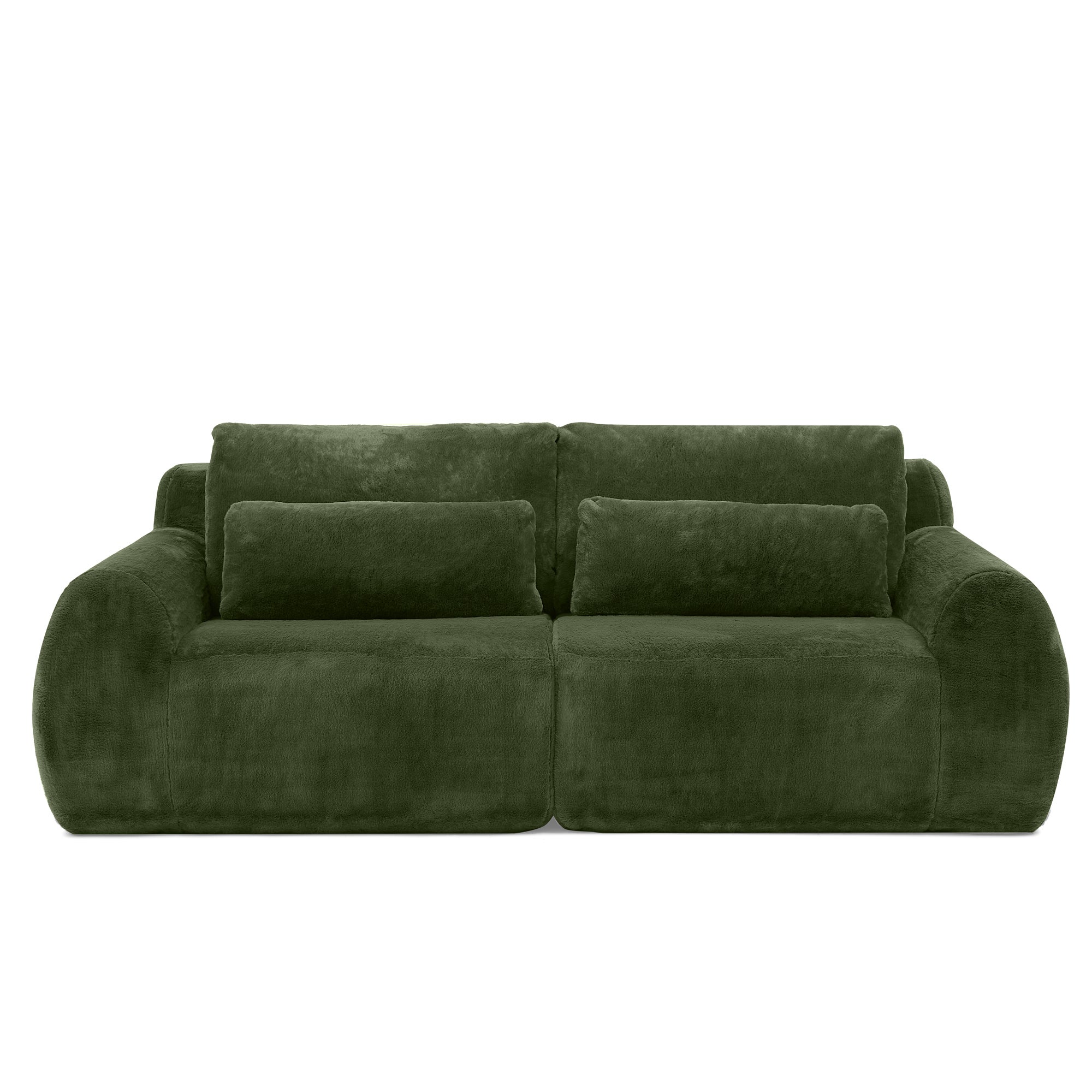 Canapé 2 places, canapé compressé 208x101x81 cm avec port USB et poche latérale, vert - 5