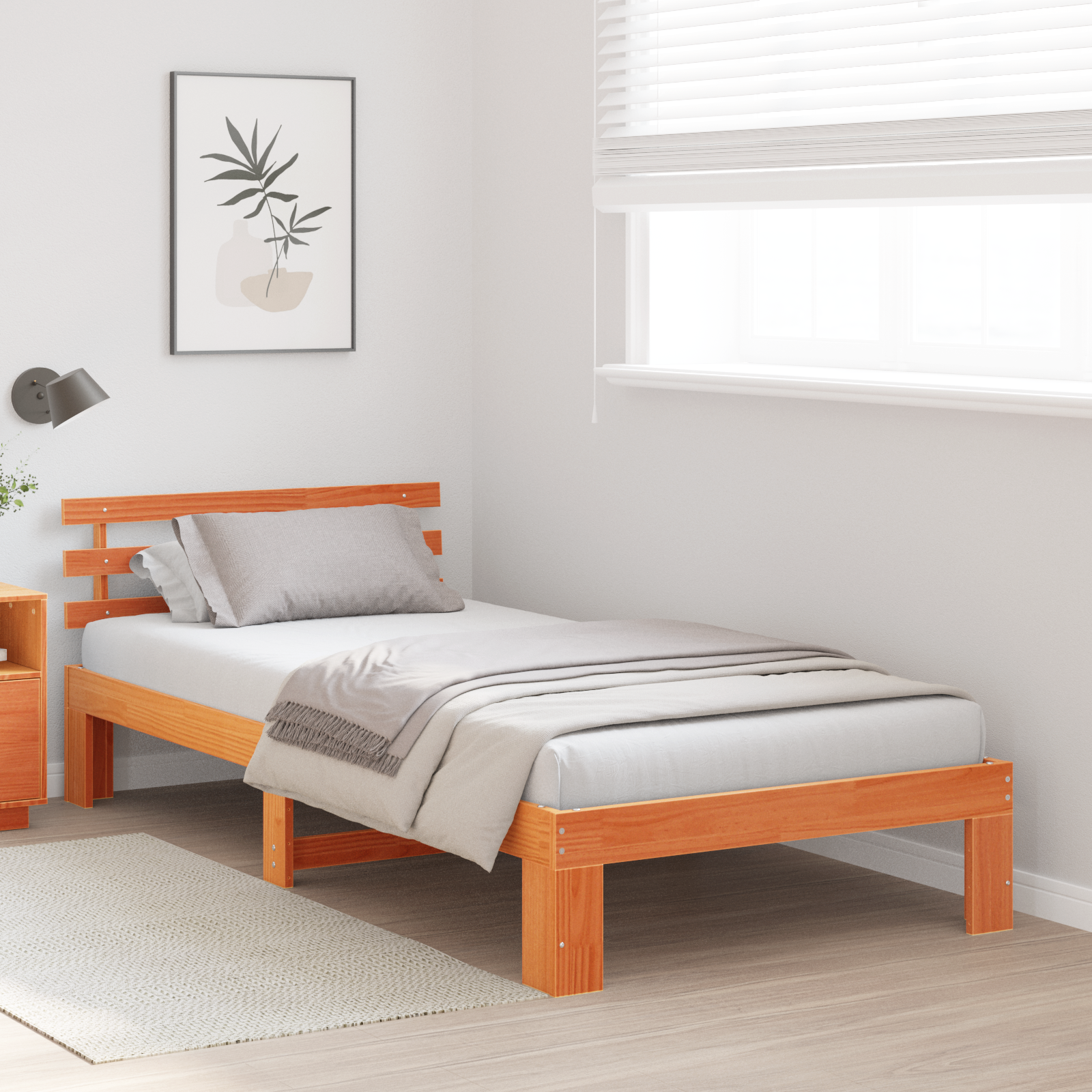 Ramka łóżka Woskowy Brąz 75 x 190 cm Lite drewno sosnowe vidaXL