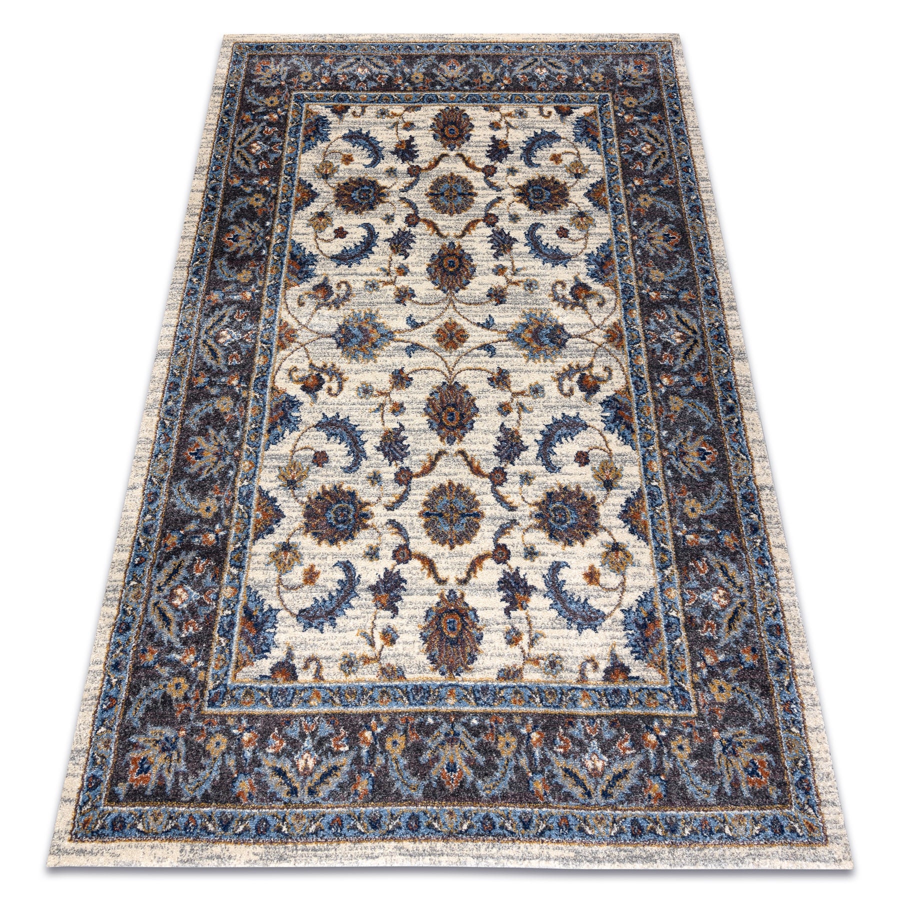 Dywan SOFT 6019 KWIATY RAMKA beż / niebieski / czerwony 120x170 cm