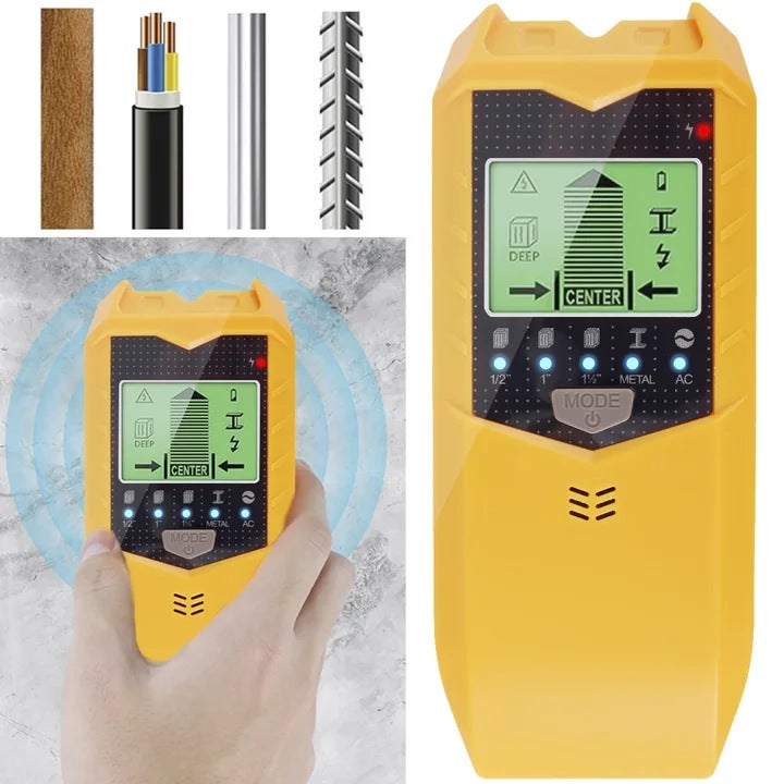 Localizador de cables, detector de metales, escáner de pared, con pantalla LCD y alarma sonora (plateado) - 4