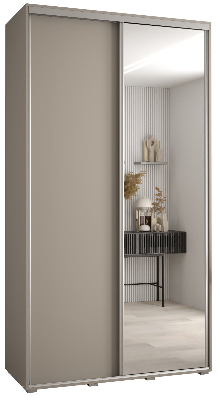 Szafa przesuwna z lustrem wysoka Dakota 3 130 x 60 x 235,2 cm kaszmir + u. Srebrny - Abiks Meble