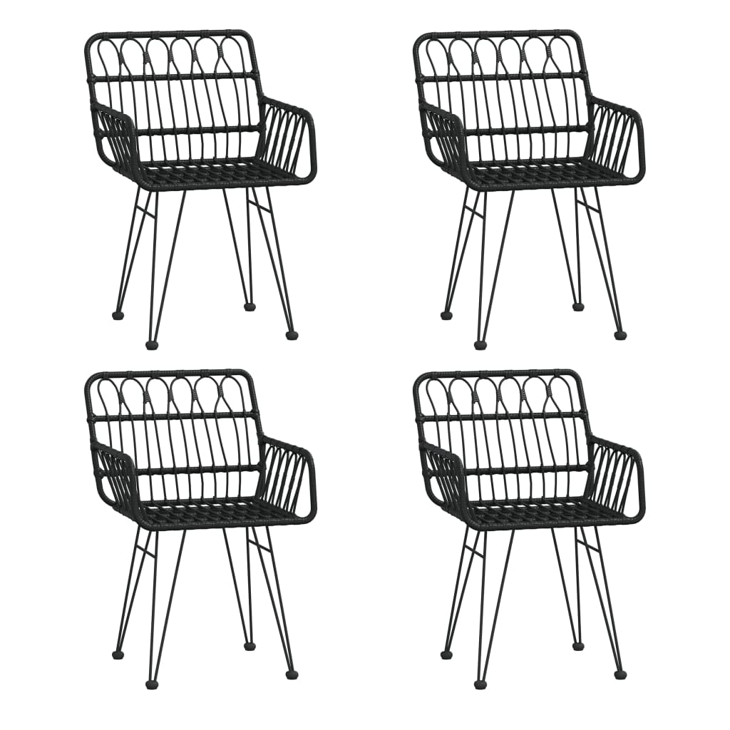 Ensemble à manger de jardin 5 pcs | Salon de jardin Noir Résine tressée - 4