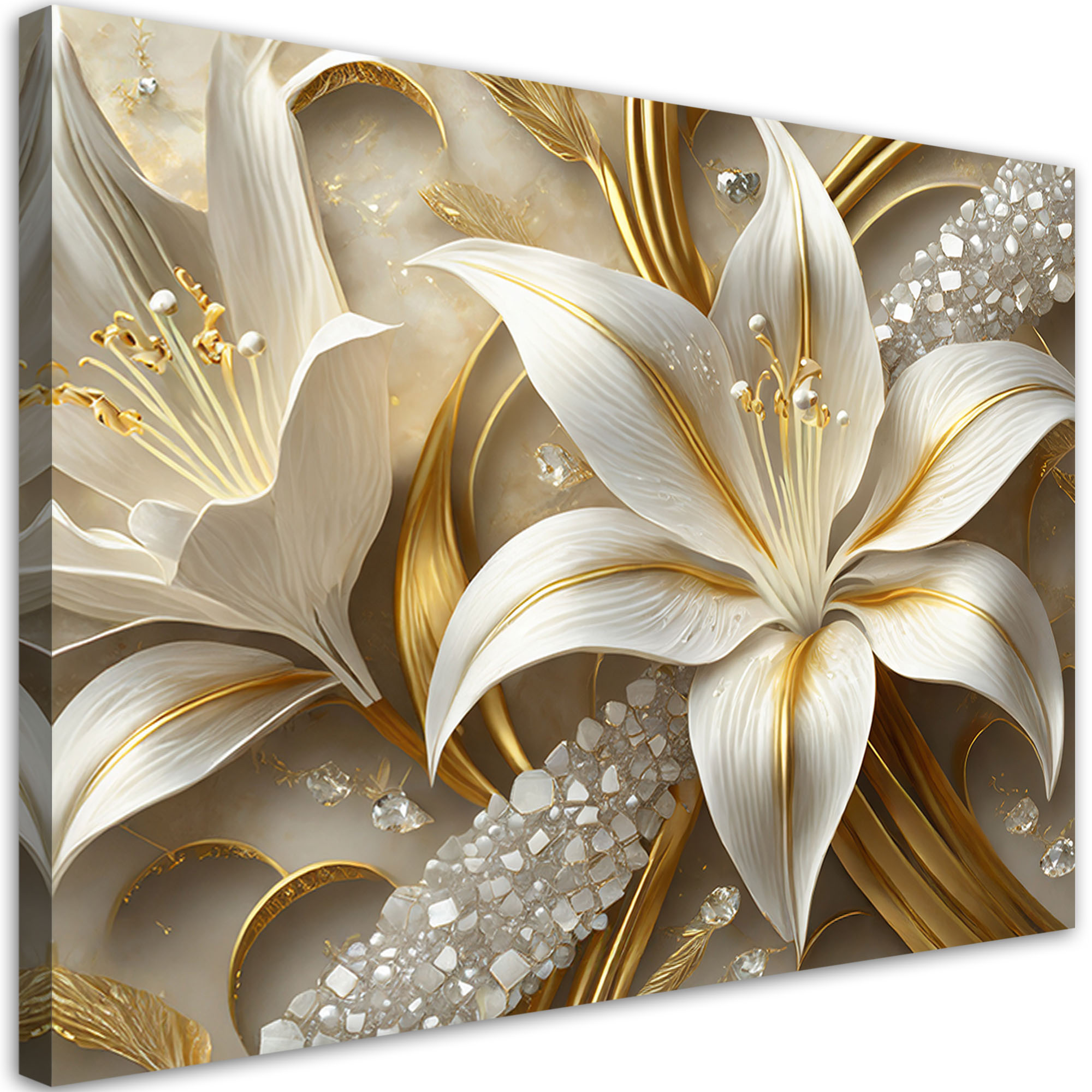Obraz, Lilie glamour złoty 100x70