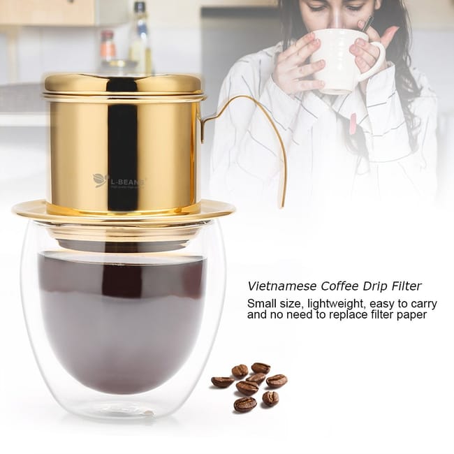 Caffettiera Vietnamita Portatile In Acciaio Inox - Filtro A Goccia Per Caffè (Phin, 90x67 Mm)