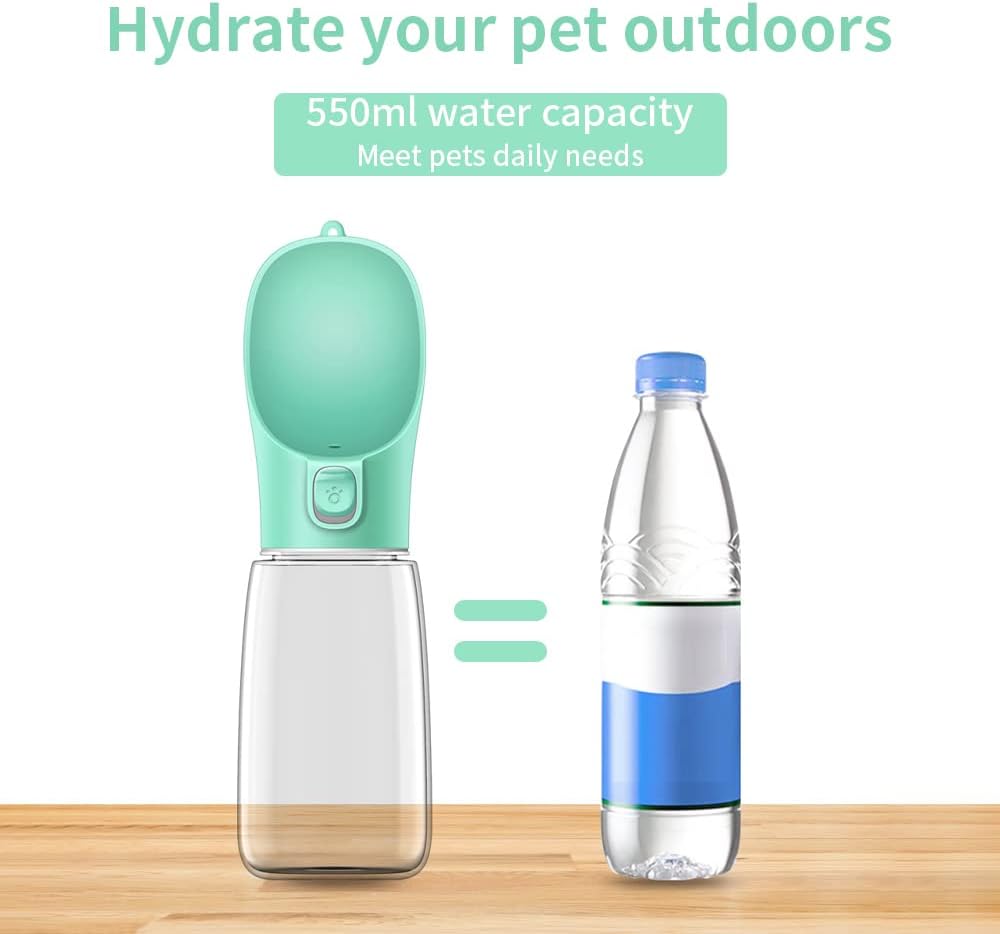 Botella de agua portátil para mascotas, 550 ml, fabricada en plástico de alta calidad, botella de agua de viaje antibacteriana. - 4