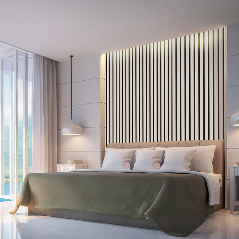 Panel de lamas Revestimiento mural de MDF natural Moderno panel mural acústico de chapa de madera y fieltro 2x 120x60x2,1cm roble - 7