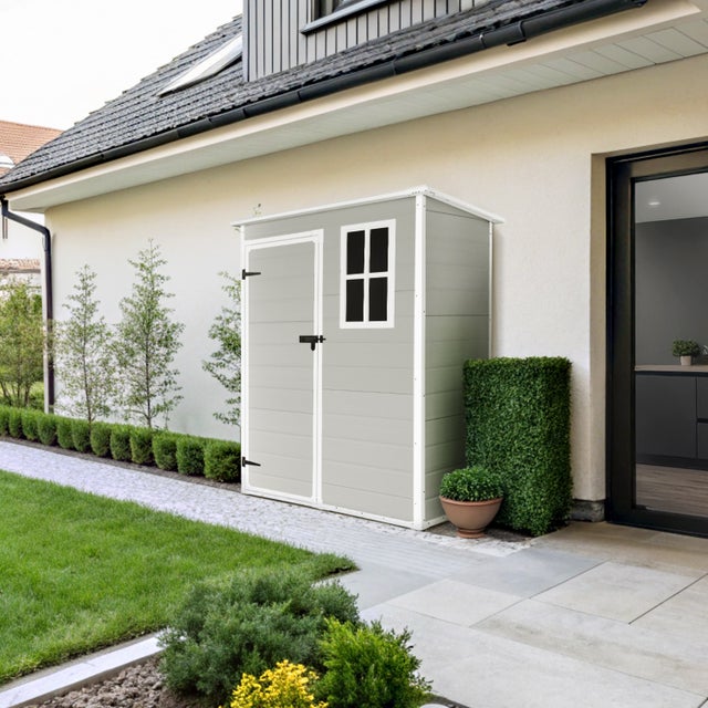 Abri de Jardin en Résine Unit 1.4 Wasabi - Gris Blanc - Fenêtre - Inclut le Sol - 1,37m2