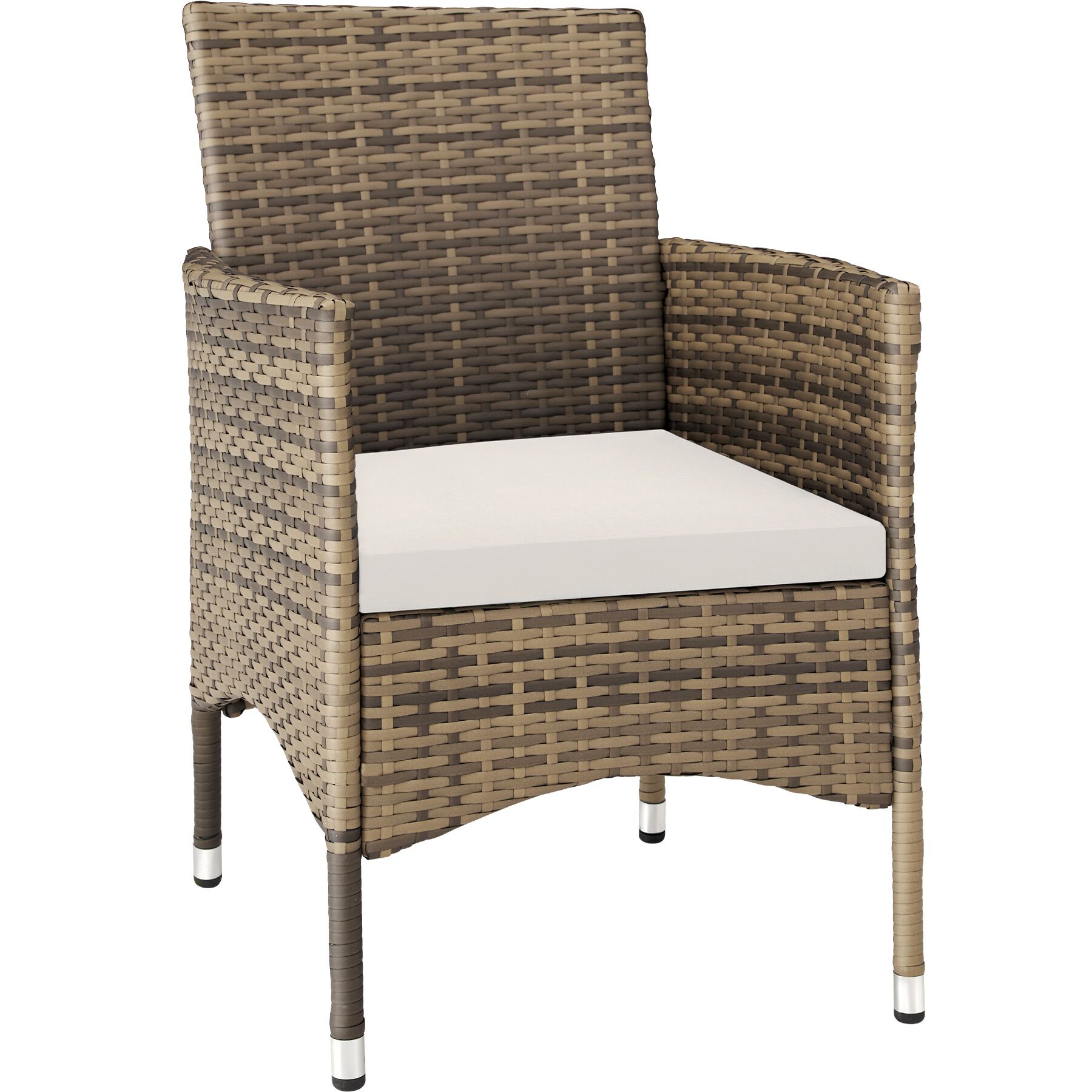 Tectake Lot de 2 fauteuils de jardin en rotin avec 2 sets de housses - marron naturel/gris foncé - 2