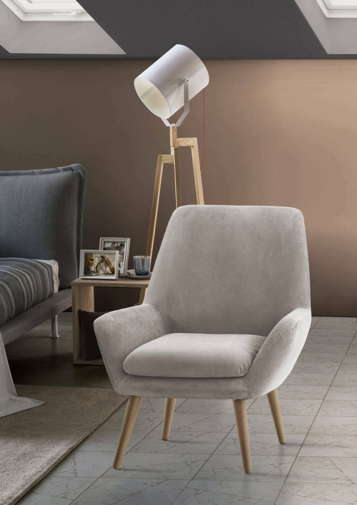 Sillón annarita, sillón lounge de diseño, 100% made in italy, sillón relax de tejido acolchado, 80x70h95 cm, gris