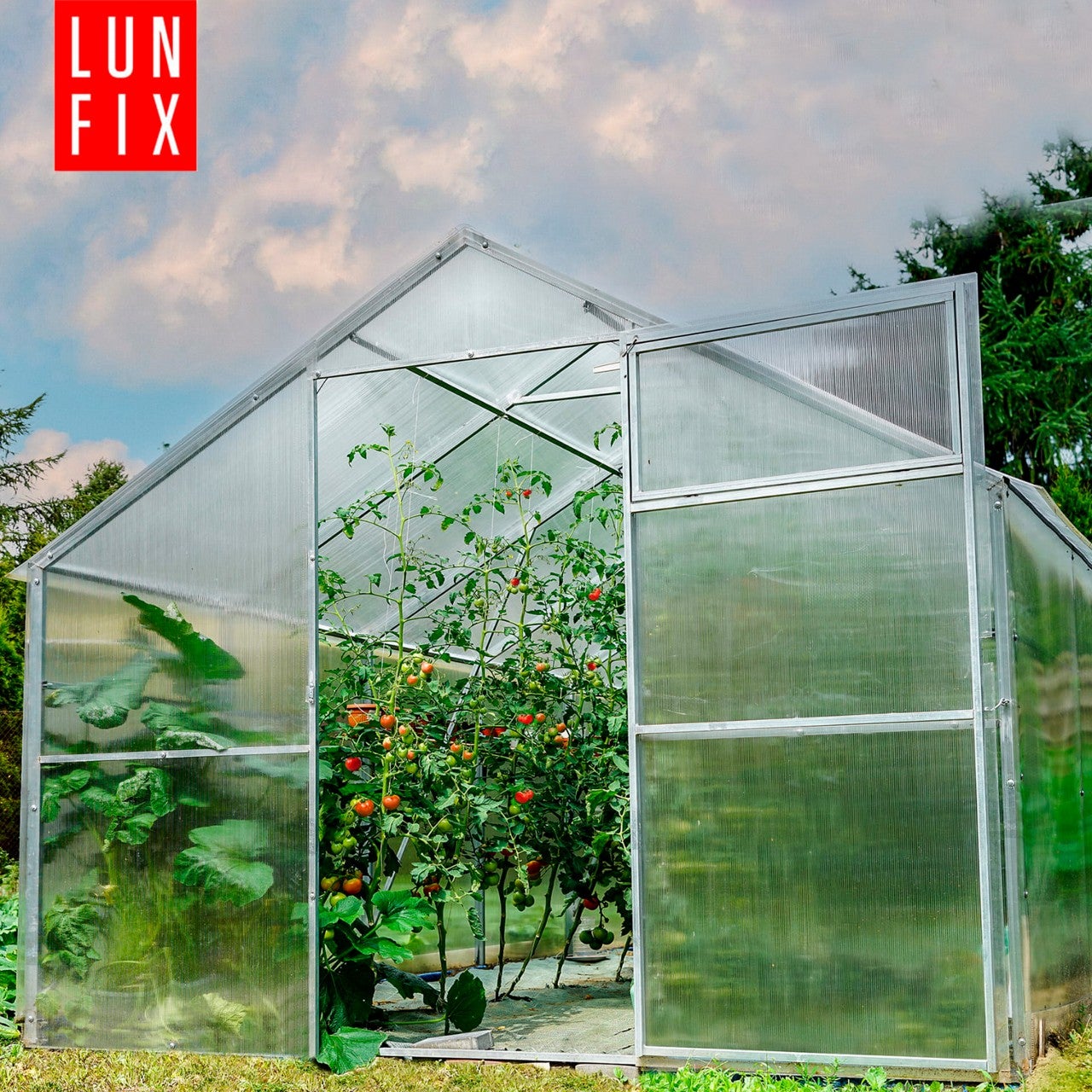 Szklarnia z poliwęglanu z dachem dwuspadowym 2,8x4m 20x40mm 4mm