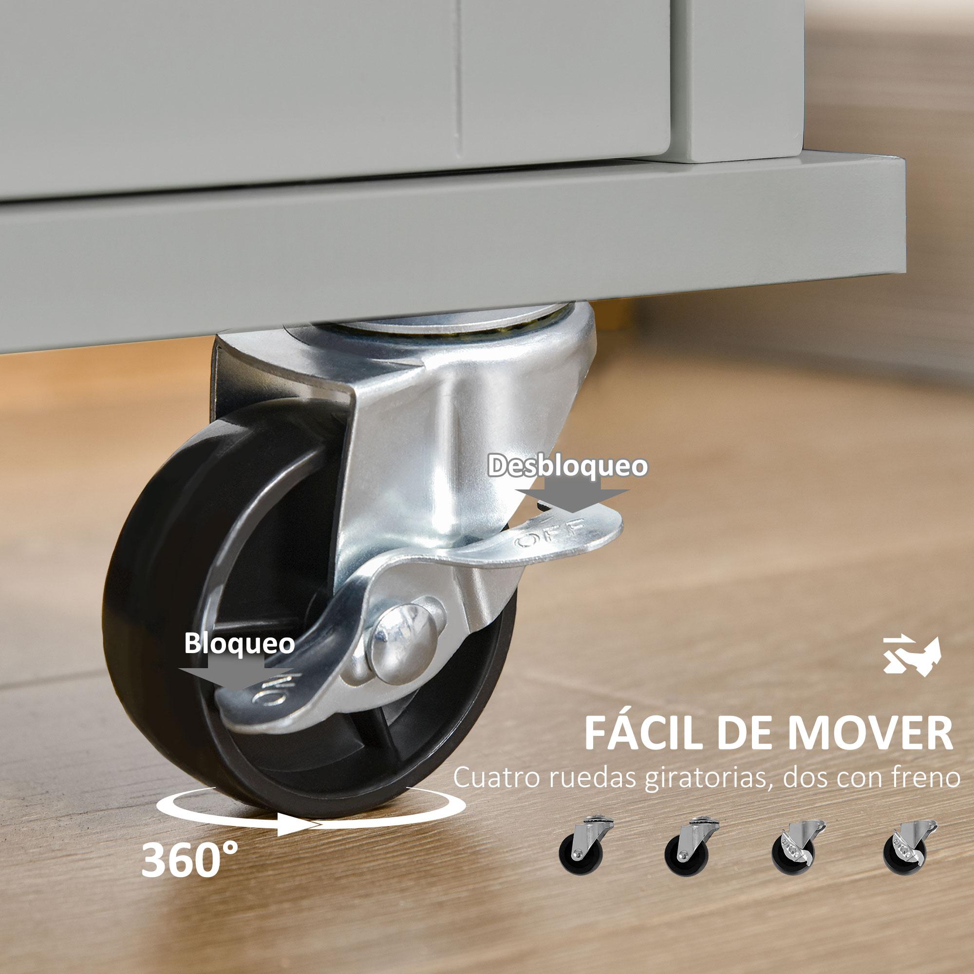 Isla de Cocina HOMCOM MDF, Madera de Caucho Gris 121x46x91 cm - 6