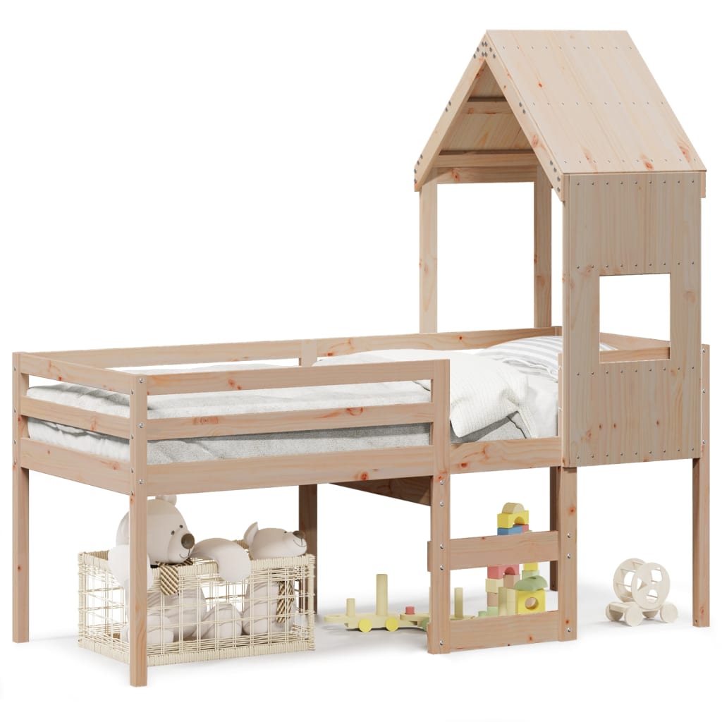 Lit haut avec toit 75x190 cm bois de pin massif - 2