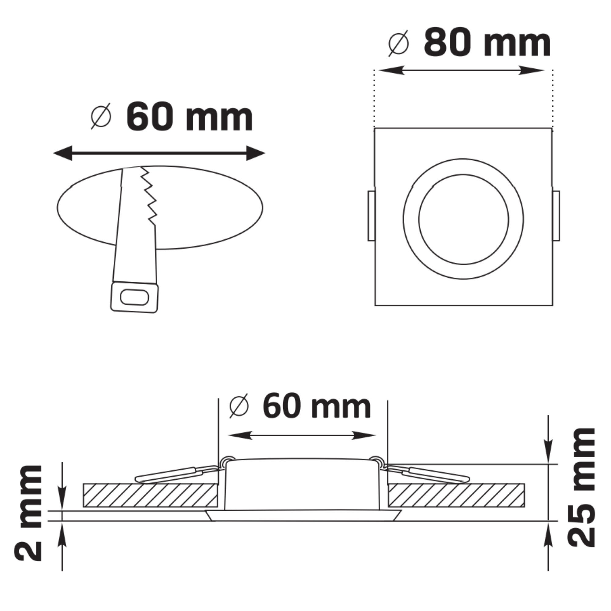 Oprawa sufitowa wpuszczana podtynkowa Febe złoty połysk 1xGU10x8W kwadratowa IP20 wym: 2,5 x 8 x 8 cm aluminium Polux - 7