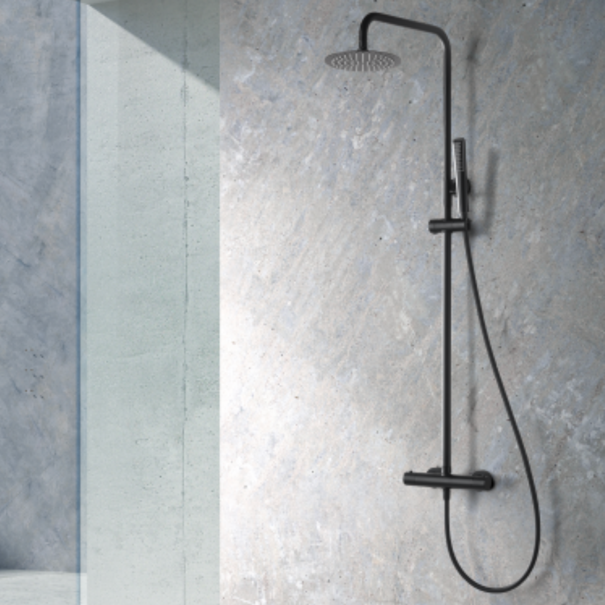 Colonne de Douche avec Mitigeur Thermostatique noir mat anti-calcaire - Design Moderne - NAPOLES IMEX - 2