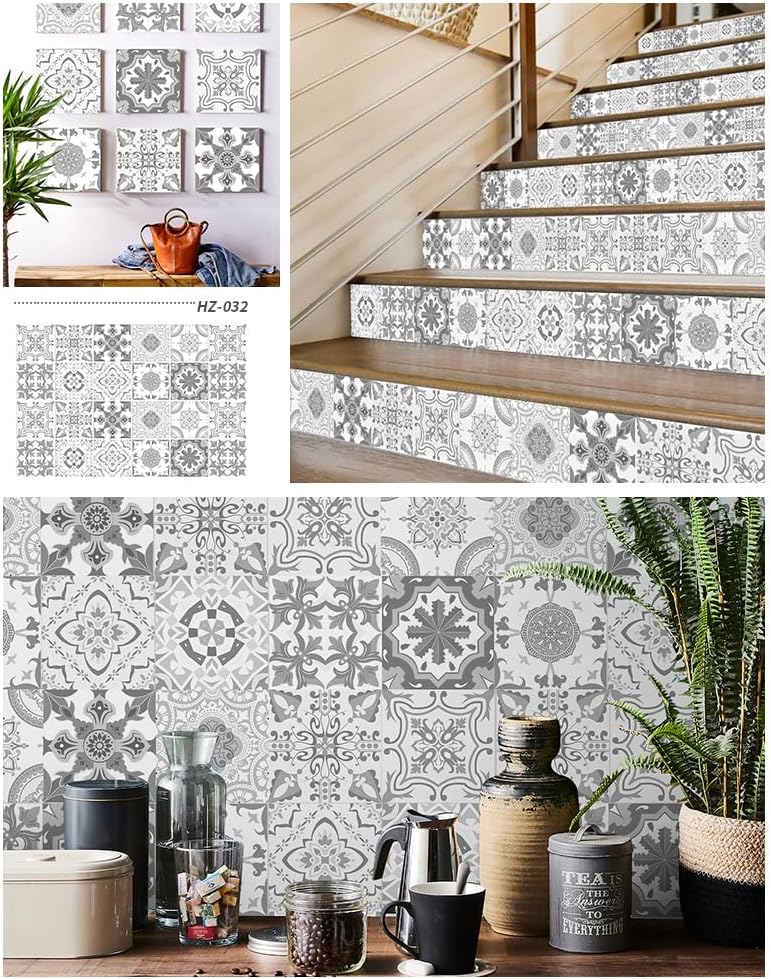 (Cachi, 15 cm x 15 cm x 24 pezzi) Adesivo murale autoadesivo con motivo mandala, PVC impermeabile, decorazione da parete per cucina - 4