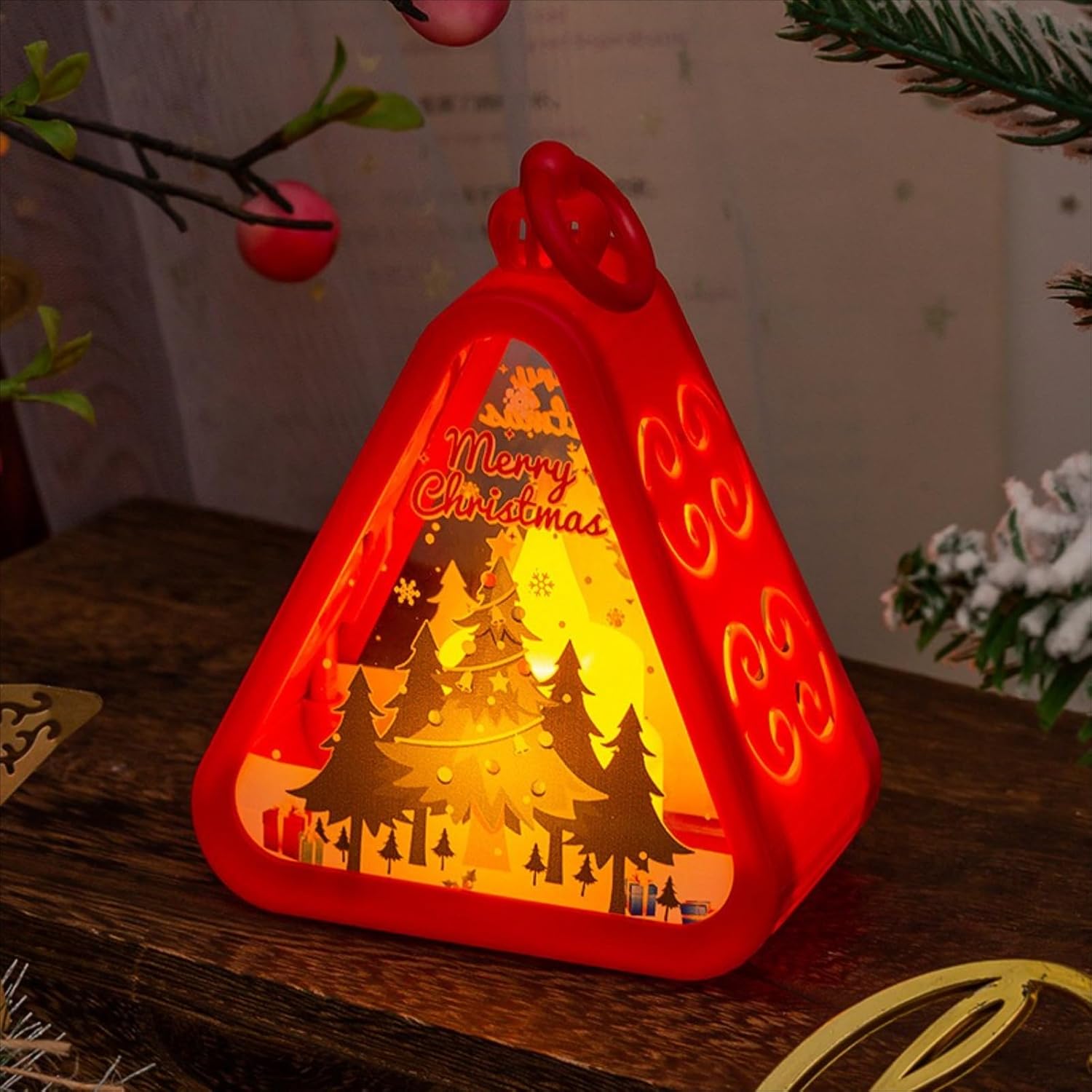 Lampka nocna świąteczna - idealna na stoliki nocne, biurka i ozdoby świąteczne - 1 sztuka, czerwona