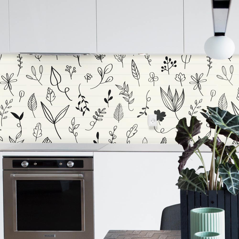 Salpicadero de cocina adhesivo doodle - 400 x 60 cm