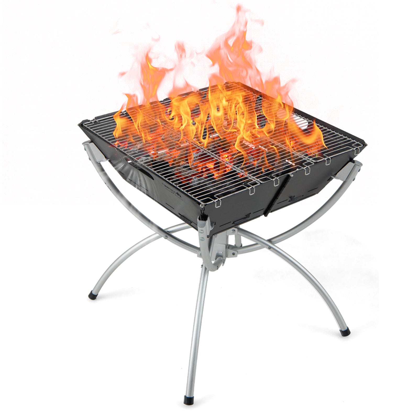BiggerFire Braciere Pieghevole In Acciaio Inox – Portatile Con Griglia 304, Per Barbecue E Riscaldamento, Con Borsa Da Trasporto, Ideale Per Campeggio E Picnic (1-3 Persone)