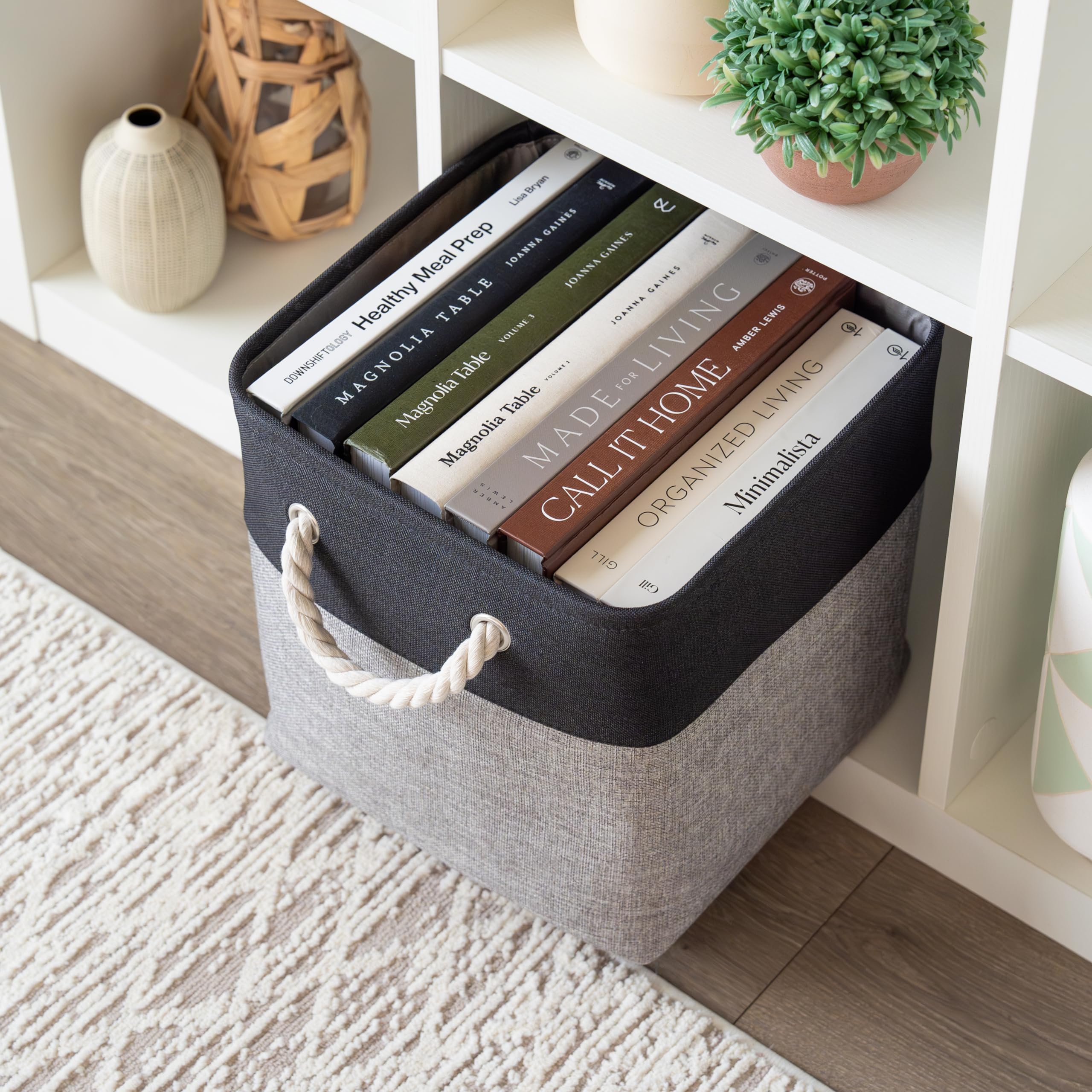 3PACK Cesta de lavandería de lino de gran capacidad para almacenamiento y organización, perfecta para el organizador de almacenamiento del hogar - 4