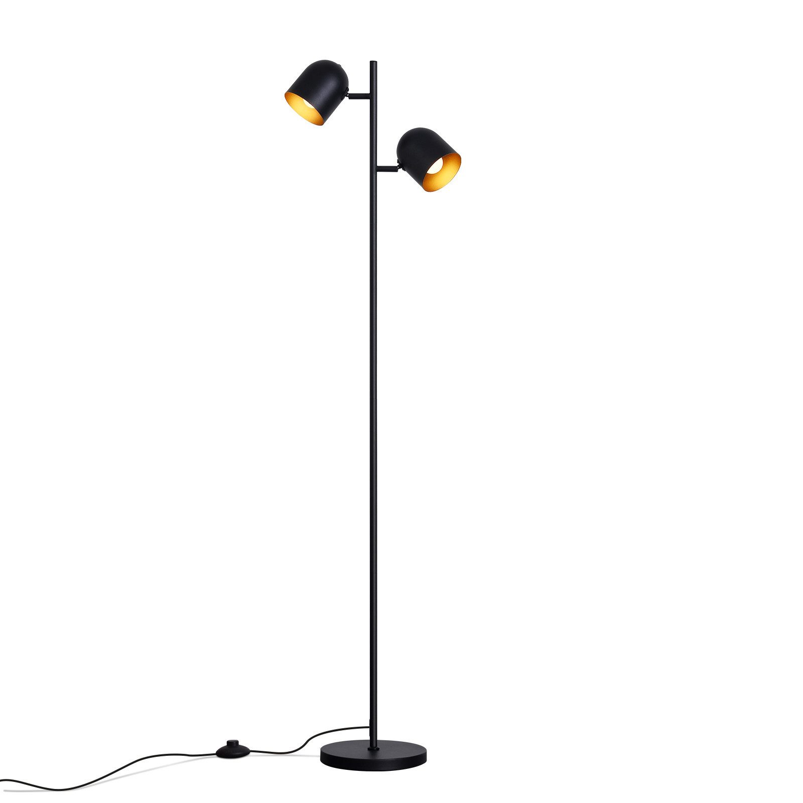 ZMH Lampa podłogowa czarno-złota E14 metalowa lampa podłogowa vintage z wieloma głowicami 145 cm