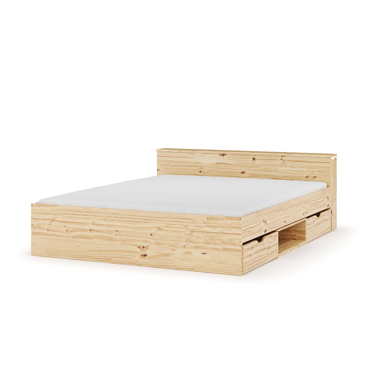 Pack lit avec 4 tiroirs et matelas Judy Bois naturel 160x200 cm | Leroy ...