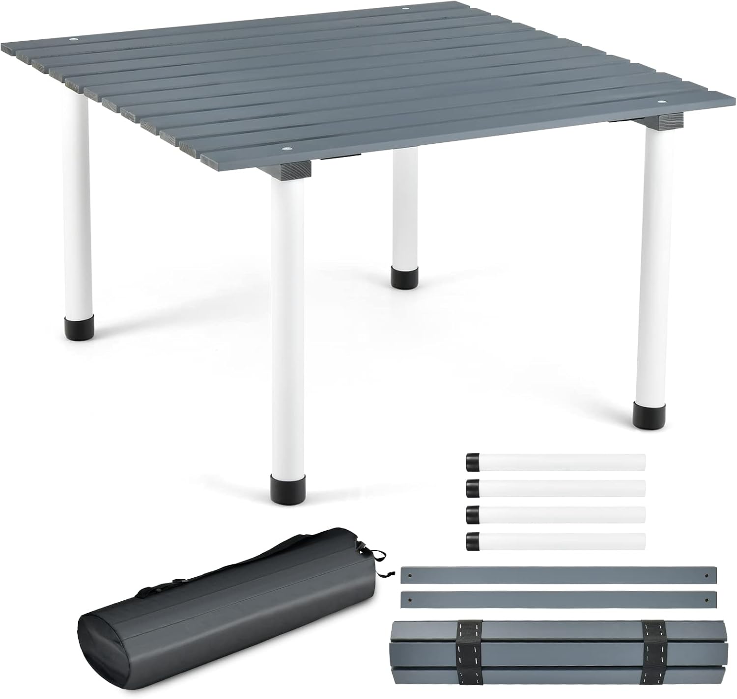 Table Camping Pliante Bestpriceparts : Plateau Noir Aluminium + Sac