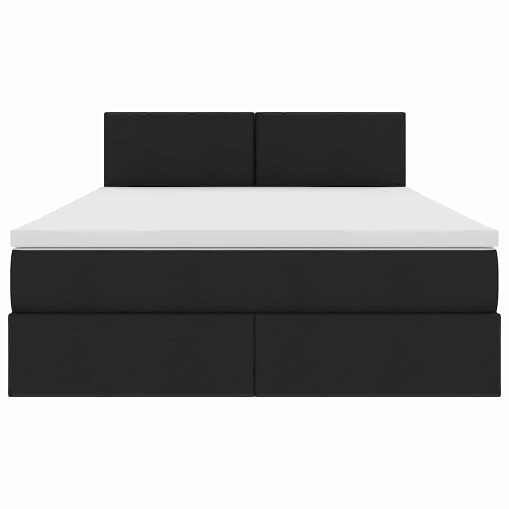Lit avec rangement et matelas noir 140 x 200 cm velours - 6