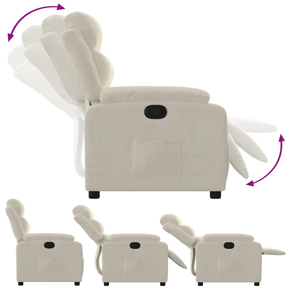 Fauteuil inclinable Crème Velours - 4