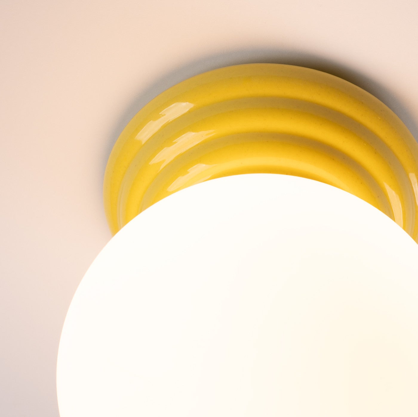 Lampa sufitowa ceramiczna szkliwiona ZORI żółto-biała 1xG9x8W ceramika / gips wym:12x12x16cm IP44 Sollux Lighting - 5