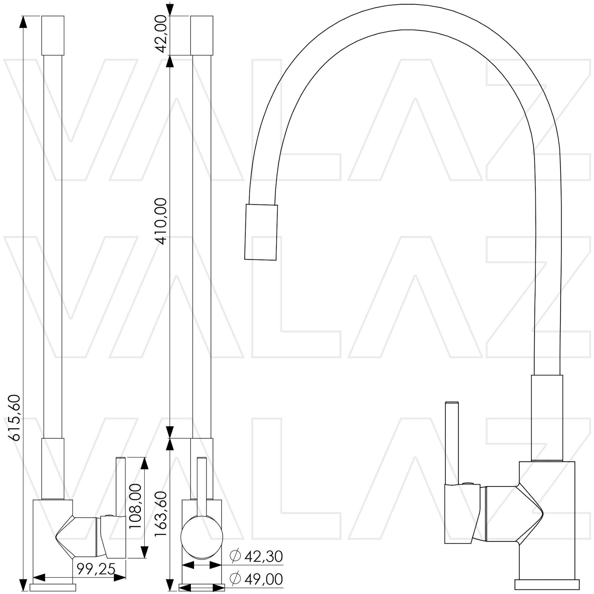 Valaz Rubinetto da cucina monocomando in oro opaco con beccuccio flessibile e protezione PVD - Serie Gaya - 2