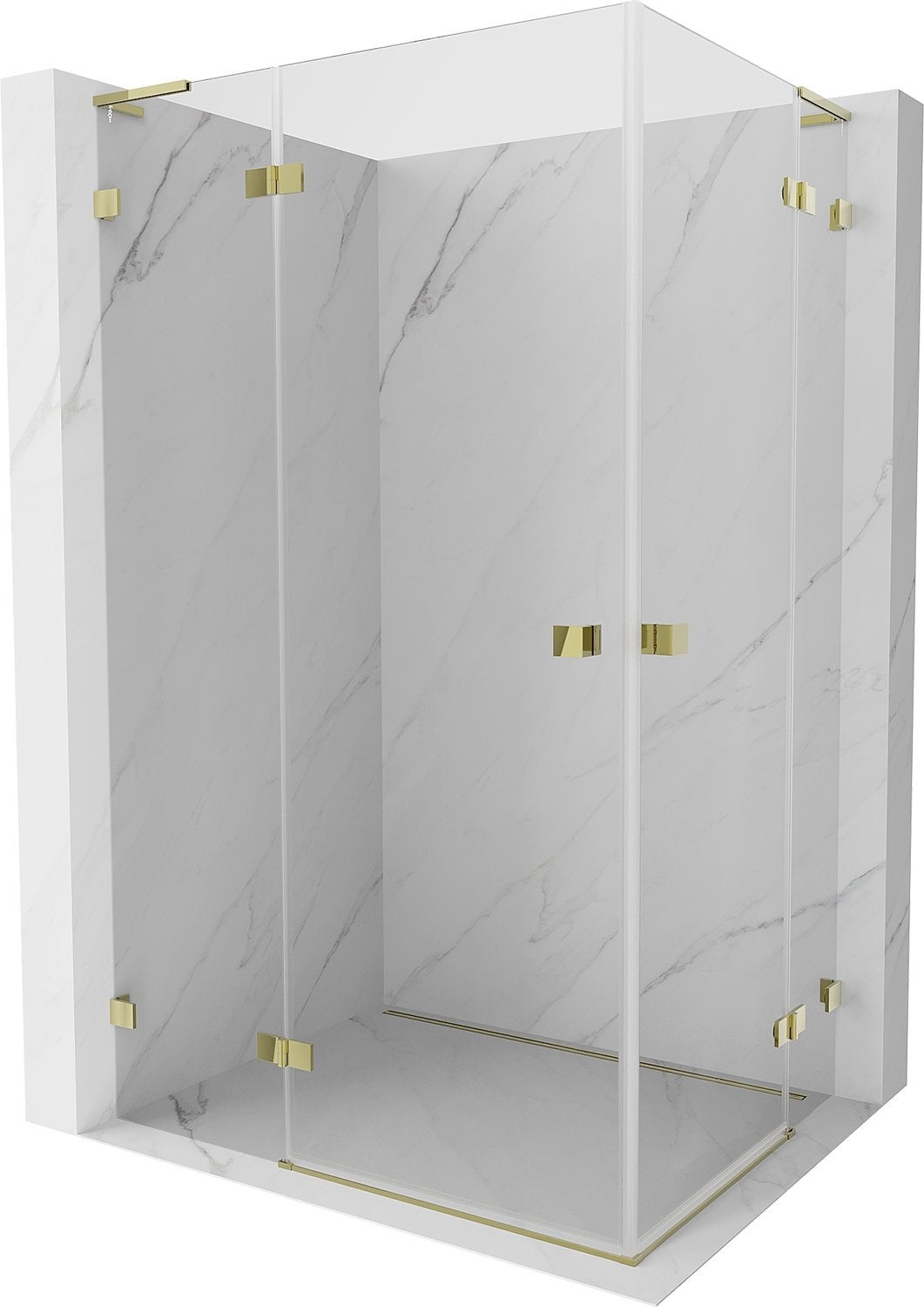 Mexen Lunar L Duo kabina prysznicowa uchylna 90 x 80 cm, transparent, złota - 834L-090L-080P-50-00