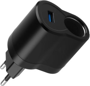 Adaptateur Allume-Cigare 220V Vers 12V | Convertisseur Secteur CA/CC Avec Prise UE | Pour GPS, Caméra, Chargeur USB
