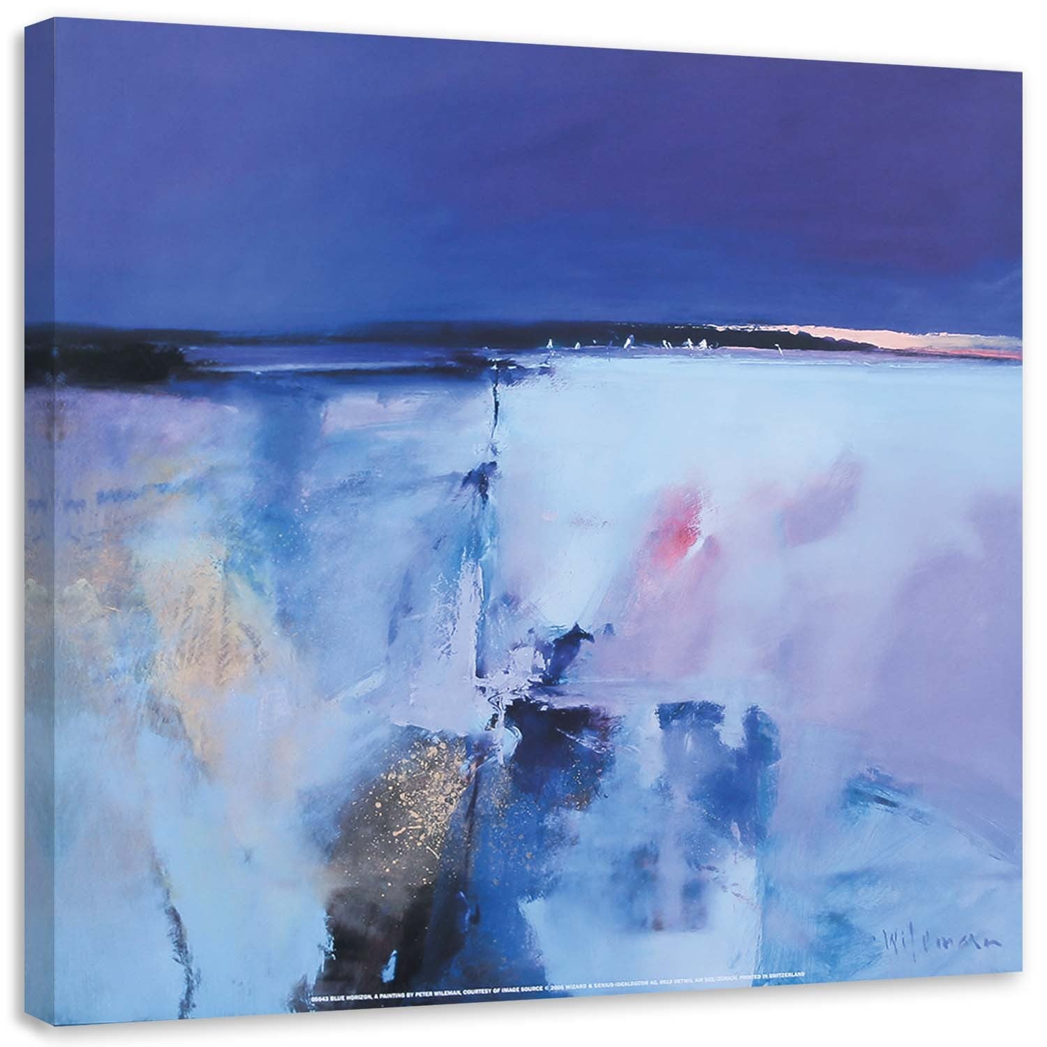 Obraz na płótnie, Akwarelowy niebieski pejzaż 30x30