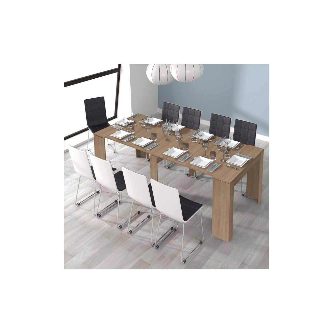 Table à manger LENA extensible L51/237cm - Bois - 6