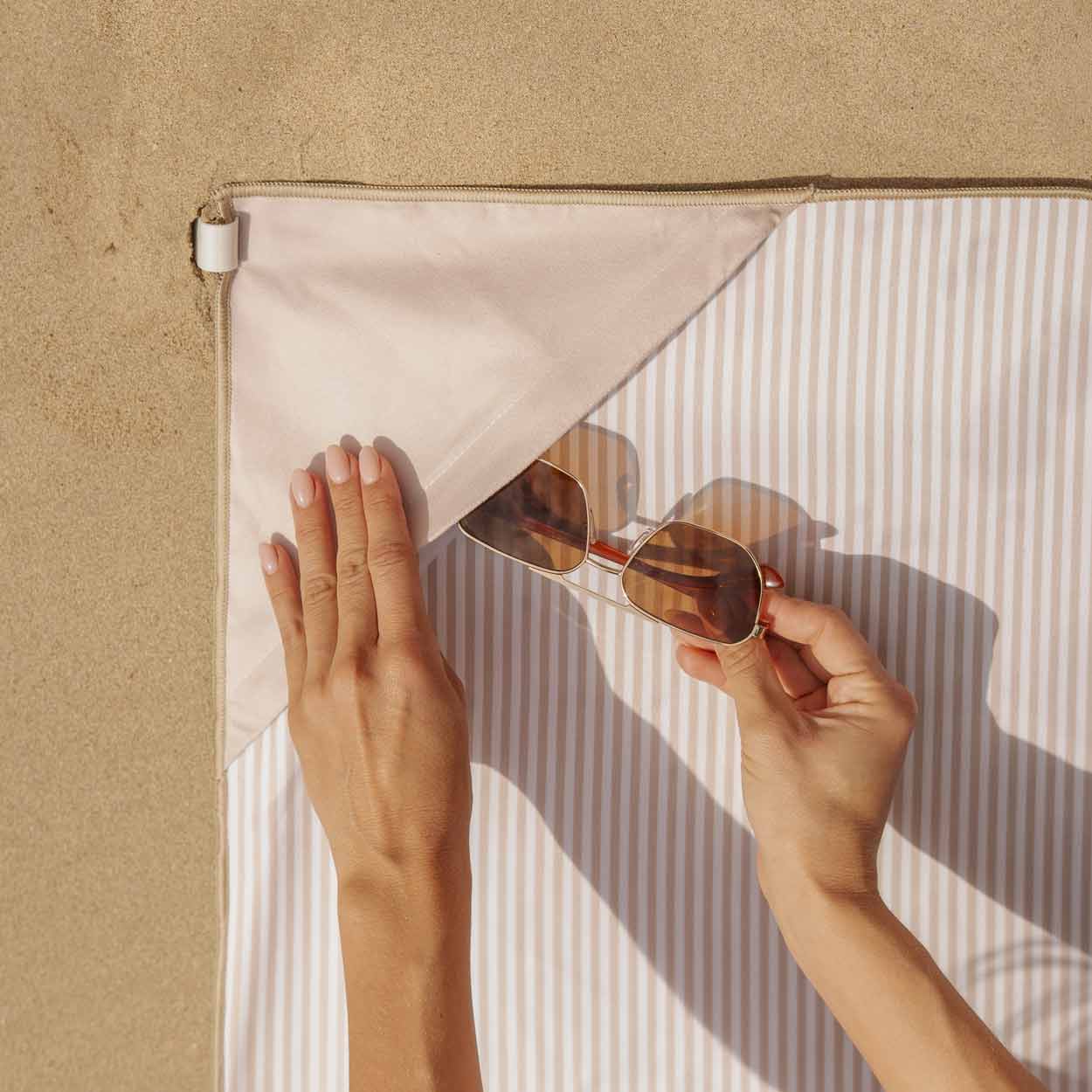 Flamingueo Serviette Plage Piscine Microfibre 180x90cm Beige - 4